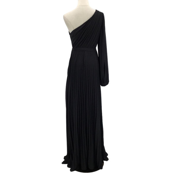 LULU'S XS Divine Charm Black Pleated One-Shoulder Asymmetric Maxi Dress NEW B104 - Picture 4 of 9